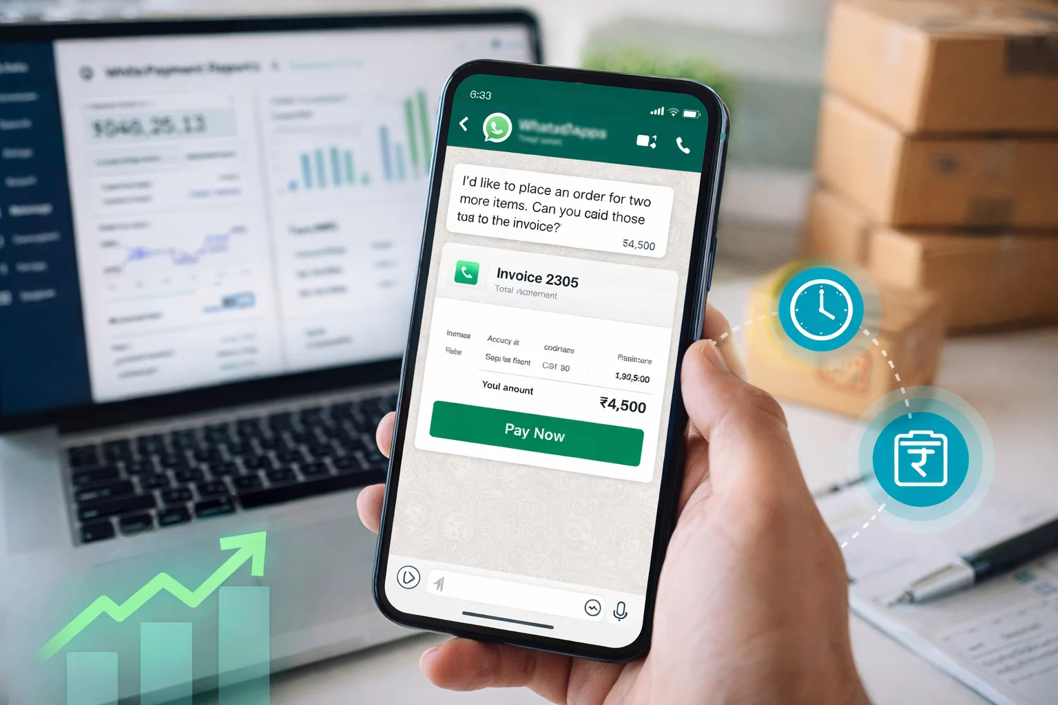 Successful WhatsApp payment confirmation screen