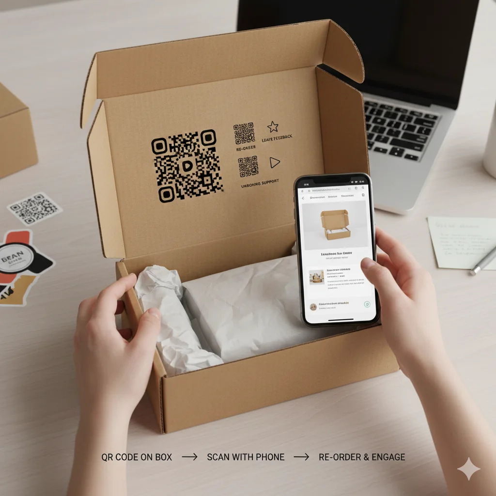 WhatsApp QR code on ecommerce packaging — turn every delivery into a marketing channel